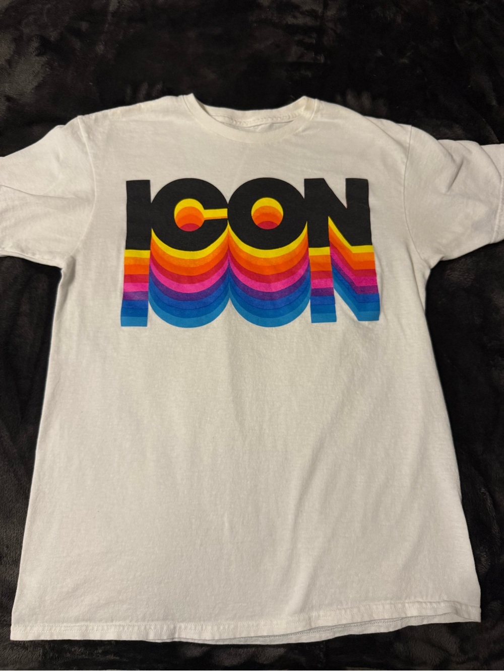 ICON White T-Shirt with Rainbow Gradient Logo - Picture 3 of 6